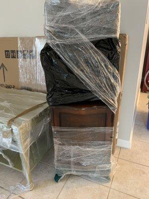 Showing how the plastic wrap was removed by movers