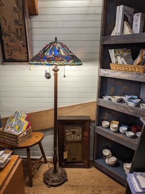 Antique Tiffany Lamp and Clock