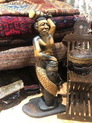 Male Mermaid Carving from Caribbean