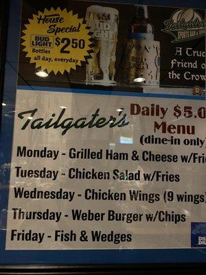 Daily $5 specials