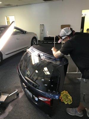 Dent removal process on trunk