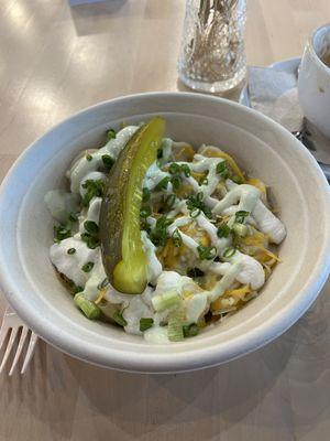 Zesty garlic dumpling bowl.