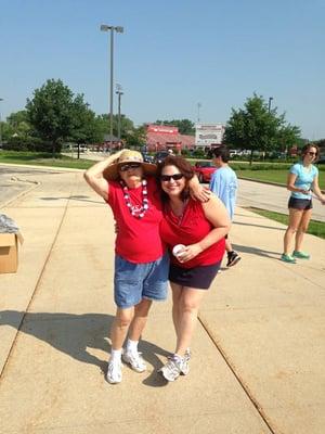 Me and my mom, sometimes we participate in the 4th of July parade.  We hand out nail files!