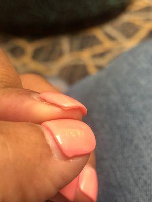 4 days after powder mani, the color is detached from my nail