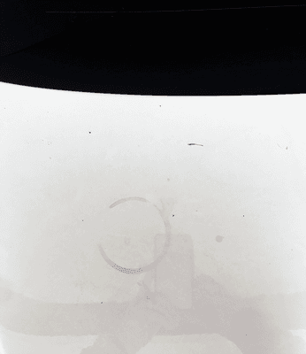 coffee ring on top of truck. Black area is read window