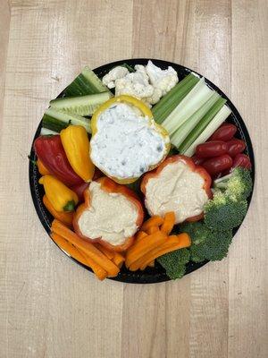 Healthy can also be pretty. Check out our vegetable tray!