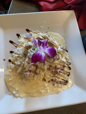 Chilean seabass carbonara over risotto