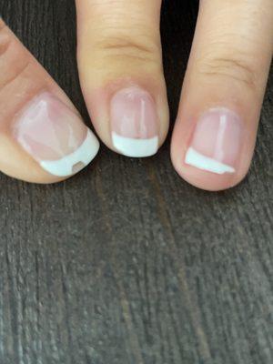 The picture attached is my gel French manicure after 5 days:( Already cracking and peeling.