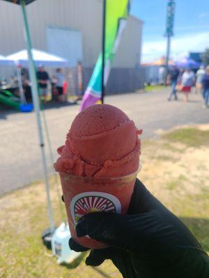 Strawberry Italian ice made with real Strawberry