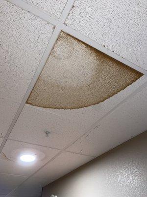 Leaking ceiling tile right outside our room