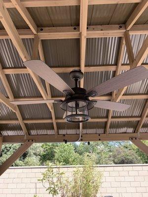 Gazebo ceiling fan with conduit circuit, weather proof switch and outlet