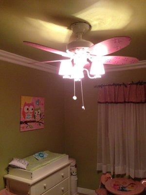 Ceiling fan in kids bedroom.