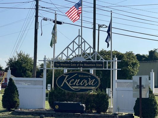 Sign entering Kenova. Crossing the bridge from Catlettsburg, Ky