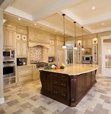 This kitchen is a good example of accent colors. Main part of kitchen is Bisque in color with an Espresso island.