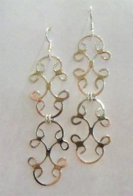 Sterling Silver Hand Forged Earrings by from Dashka Roth's "Filigree Collection"