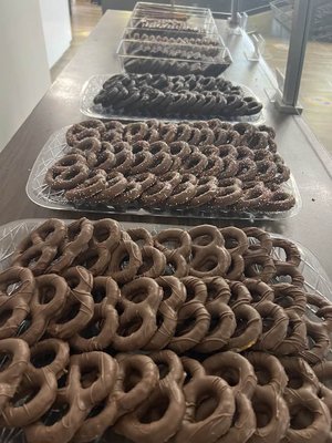 Hand dipped pretzels, oreos, graham crackers and pretzel rods