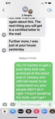 These are screenshots of the texts Caroline is sending since I started reviewing her company. Believe me, I have receipts!