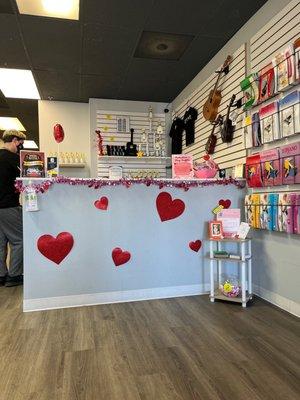 Their cute Valentine's Day setup.