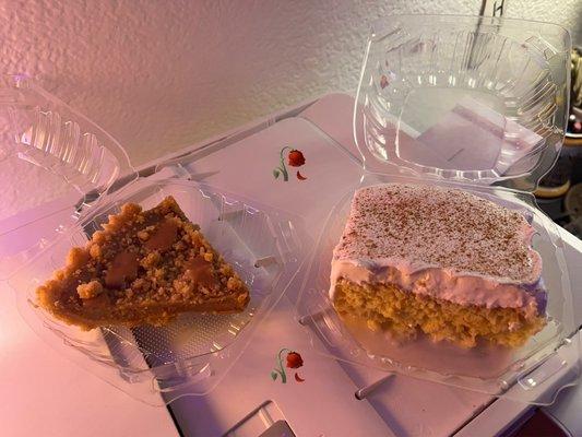 chai pie and tres leche cake