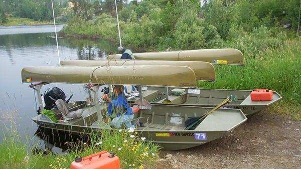 Getting our stuff in the boat.