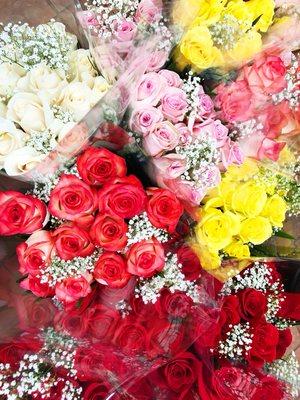 Colored dozen roses- $20