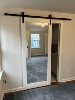 Mirrored Barn Door Installation - Madison