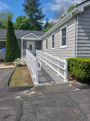 Ramp up to door of building