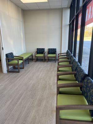 Reception area showing custom furniture made for a local pediatrics office