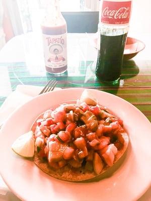 Tostada de camarones