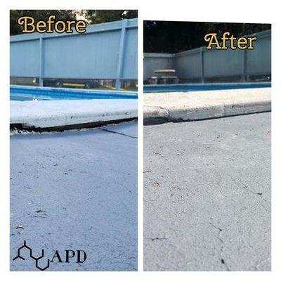 Before and After Pool Deck Repair