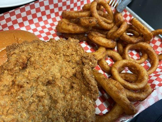 Pork Tenderloin and Onion Rings