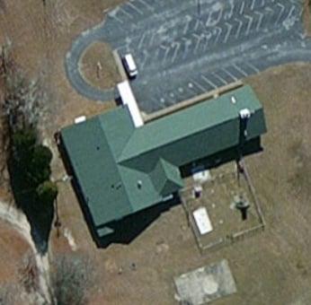 Overhead view of Shady woods baptist church.