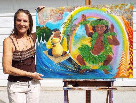 Painting of "Pele's Dance" Acrylic on canvas by Jill Ami Meyers