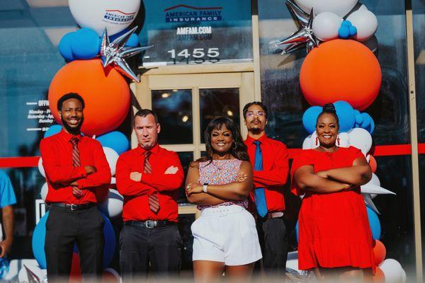 Taryn Mychals Darrington (middle) and specialists Tre Simms, Justin Maxwell Sr., Ja'Quan Bowers, and Brittany Darrington (left to right).