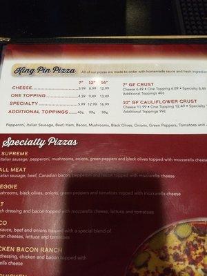 They have cauliflower crust pizza!