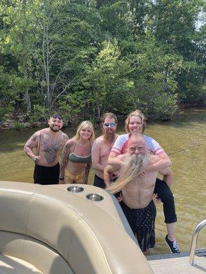 Relaxing on an island in the middle of Lake Norman