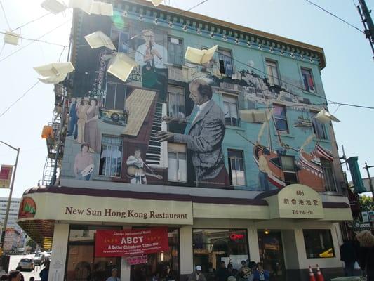 Bill Weber's Jazz mural, at the intersection of Chinatown, Little Italy, and the Broadway "red light" district