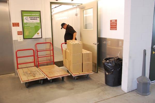 Many carts and oversized doorways for easy of moving