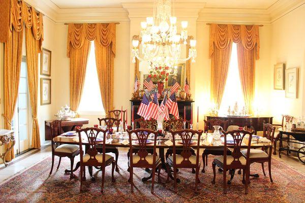 Dining Room.  To me, the best part of this room was the silver tea set (pictured to the the right).