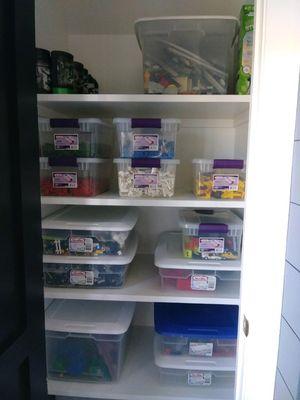 Organized LEGOs to be easily accessible and easy to put away.