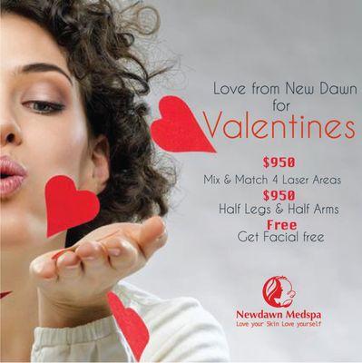 All Facials are $90 for Valentine's.  Get Skinceutical Peels only for $40.