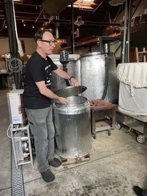 Sniffing the first fermentation of the sake