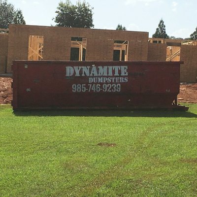 One of our newer dumpsters on a home construction job!