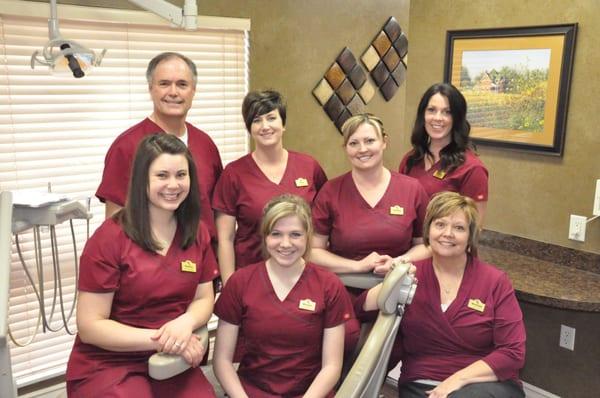 Our Team: Dr. Johnston Amy, Tammy R., Tammy M. (back row)
 Hailey, Morgan, & Melinda (front row)