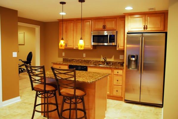 Basement Wet Bar completed by CMH Builders.