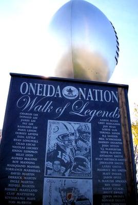 Side view, close-up, of Tribute, "Spirit" on the Walk of Legends, Green Bay.