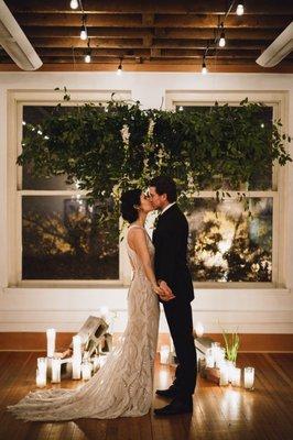 Hanging greenery and floral display by The Posie Shoppe