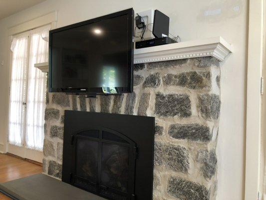 Mantle mount TV install