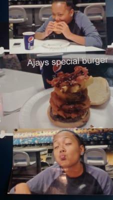 Try Ajay's mountain high burger combo special