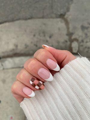 French gel mani with nail design by Lucy